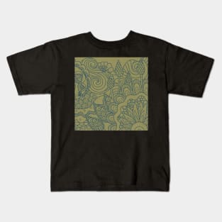 teal and yellow design Kids T-Shirt